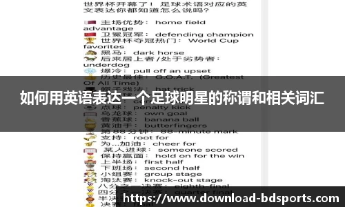 如何用英语表达一个足球明星的称谓和相关词汇
